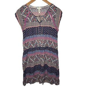 Matilda Jane Dress Womens Size Medium Multicolor Boho Sleeveless Tunic Pink Blue